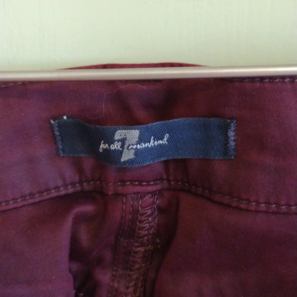 Women's 7 for all mankind zipper  burgundy cropped skinny 24 - Picture 4 of 10